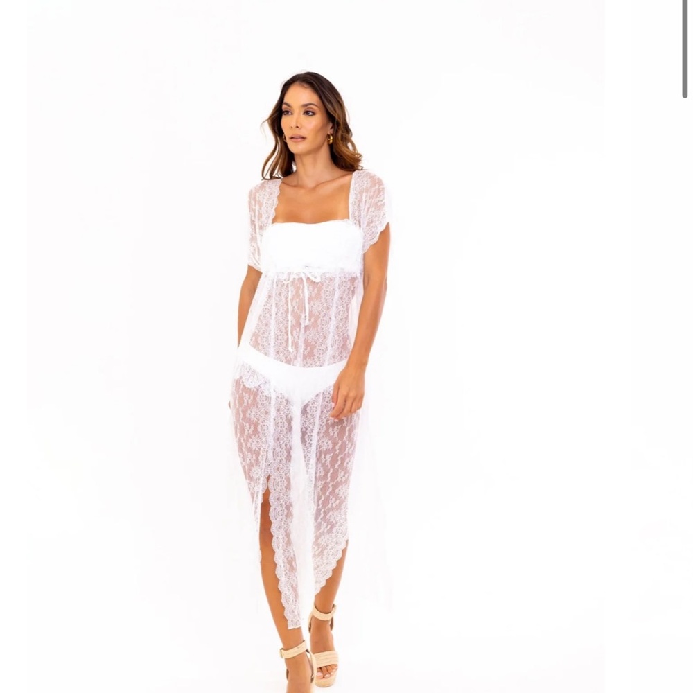 SOAH Matilda White Lace Swim Coverup Dress